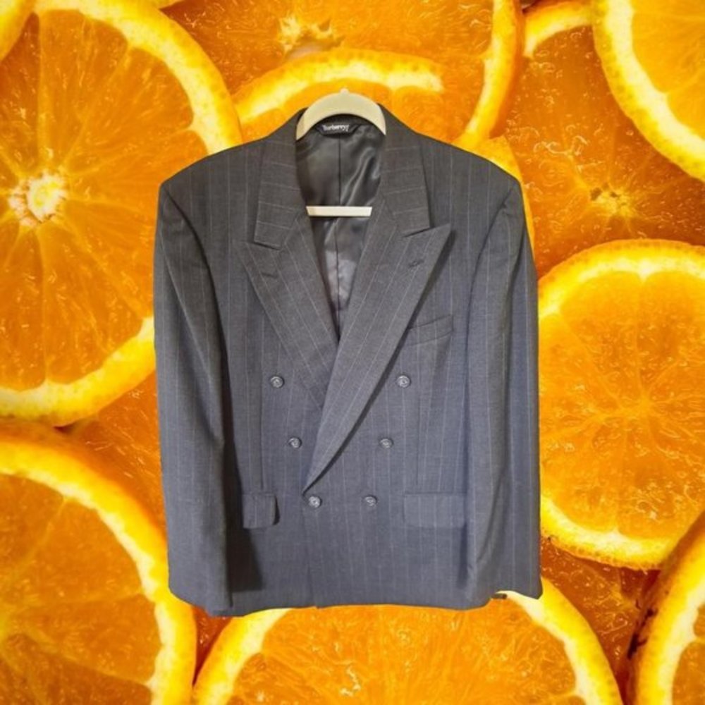 BURBERRY Lt Black‎ Double Breasted Pinstripe Jacket n Pants